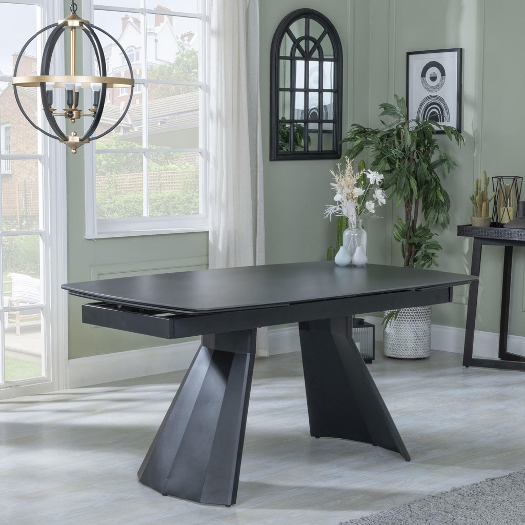 Luna Black Ceramic Extending Dining Table 160cm-240cm