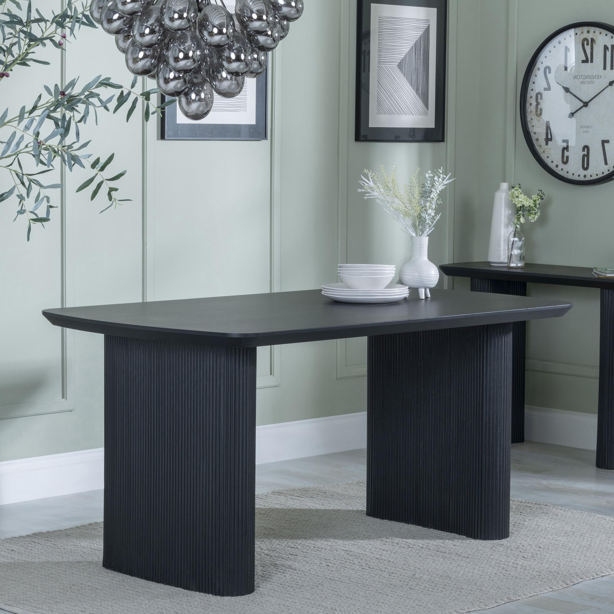 Renzo Black Oval Dining Table 160cm