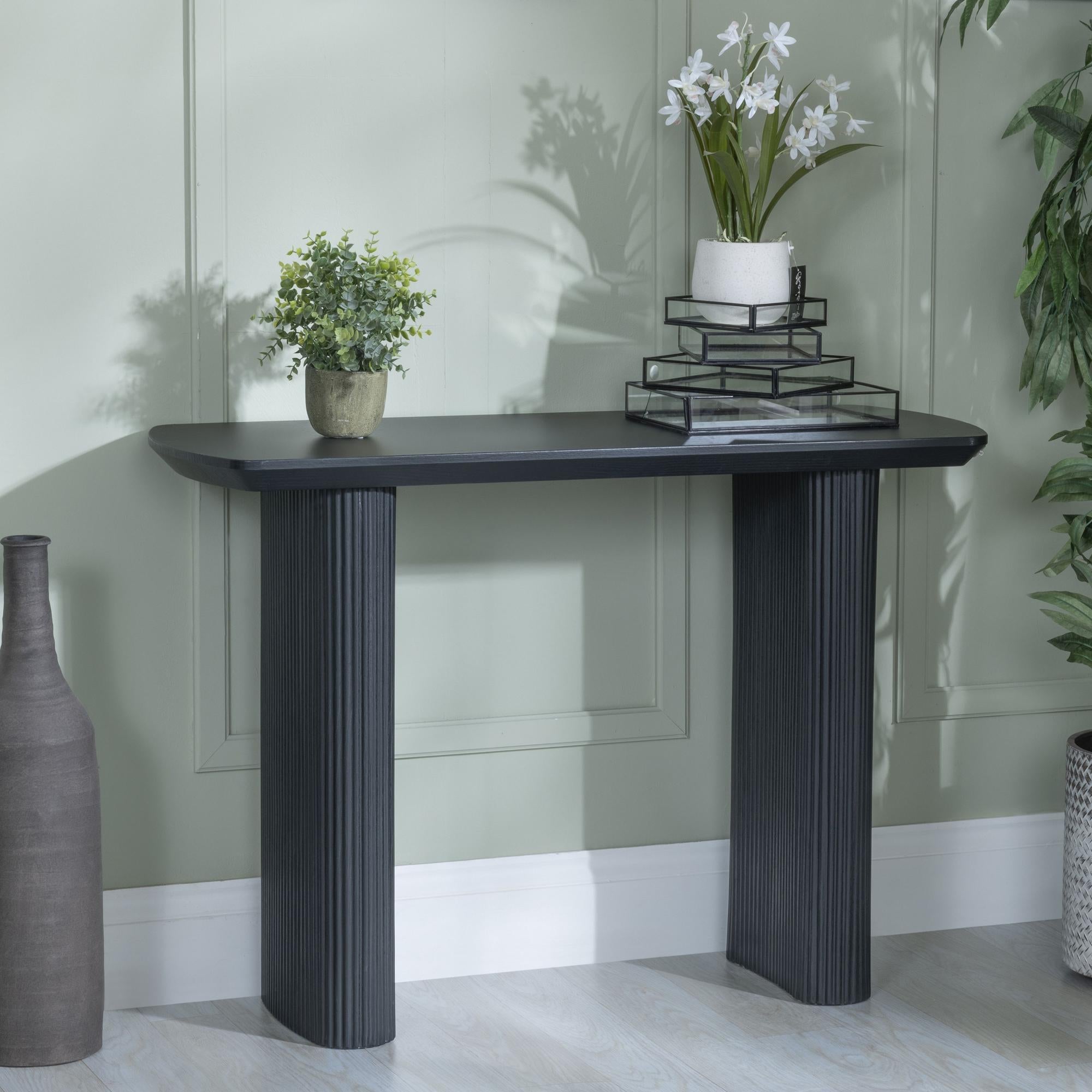 Renzo Rectangle MDF Console Table with Pedestal