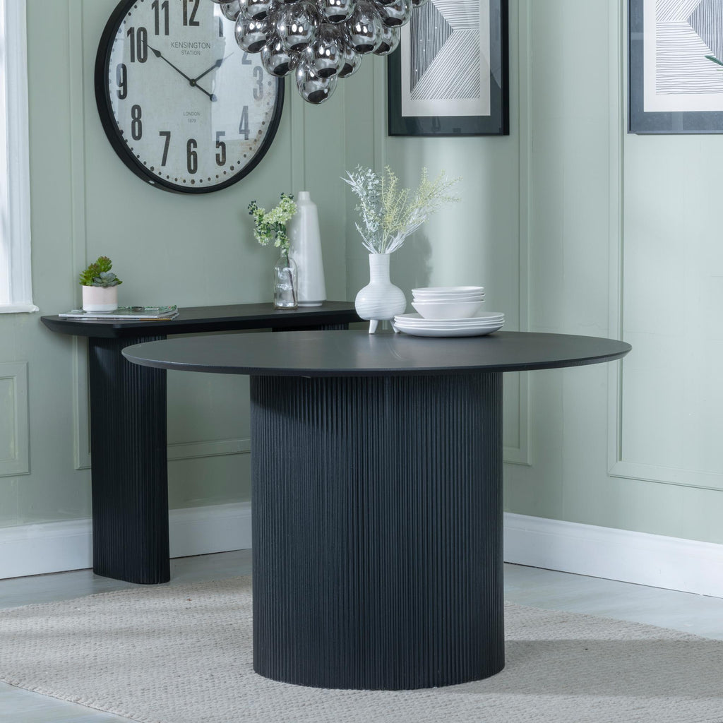 Renzo Black Round Dining Table 120cm