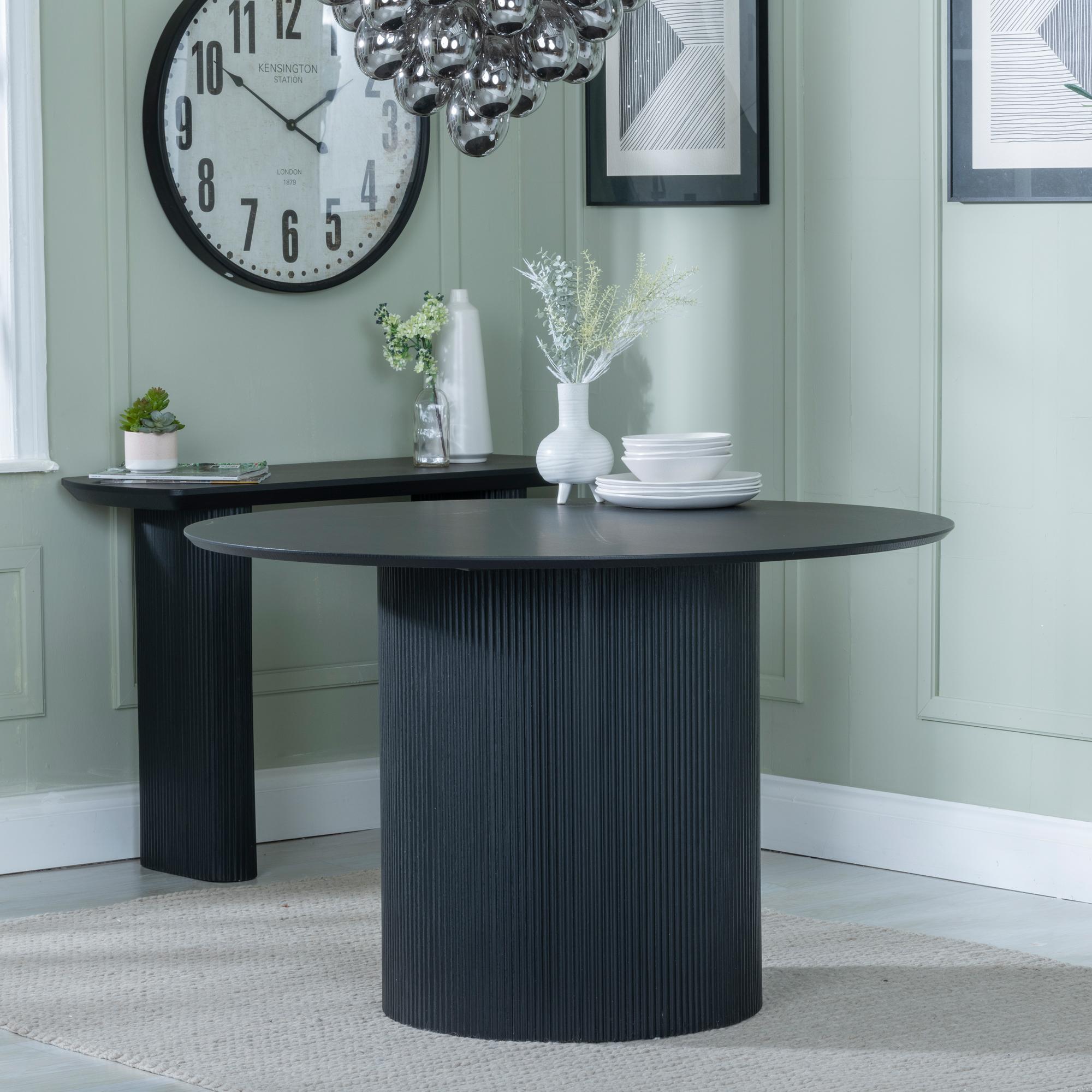 Renzo Black Round Dining Table 120cm