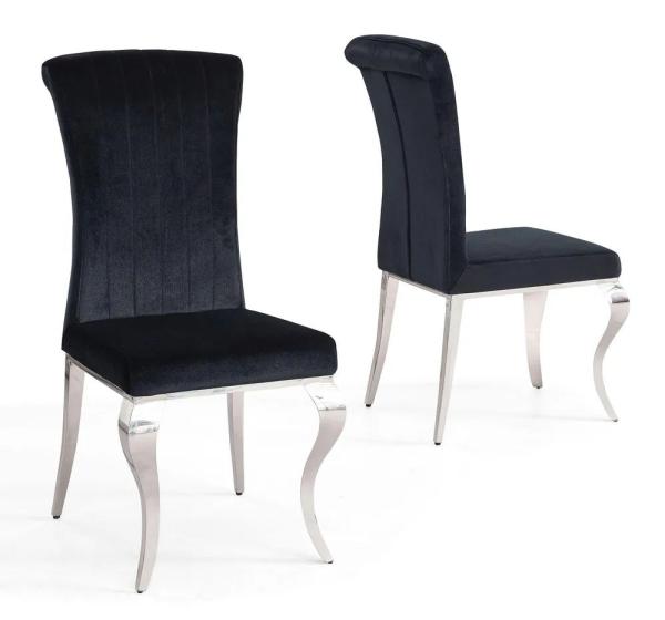 Noir Velvet Dining Chair with Chrome Legs
