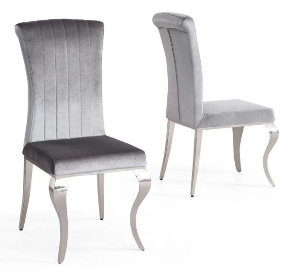 Noir Velvet Dining Chair with Chrome Legs