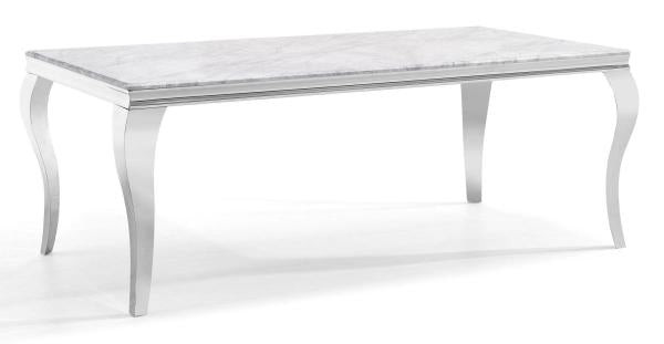 Merida Extra Large Grey Marble Effect and Chrome Dining Table 200cm