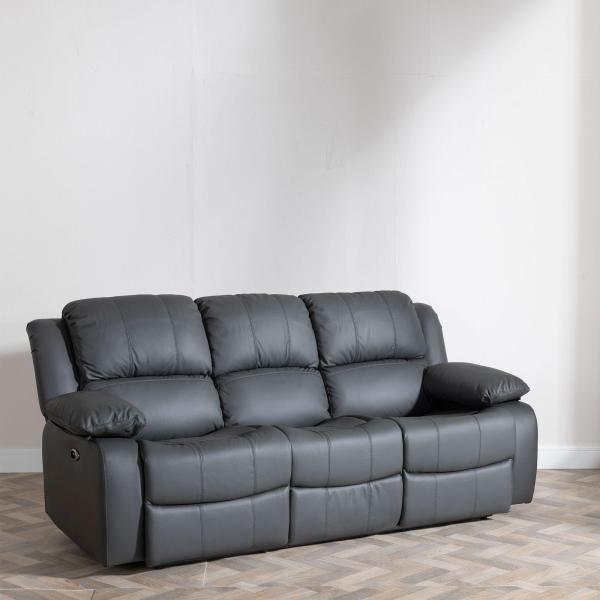Helena Grey Leather Electric Recliner Sofa