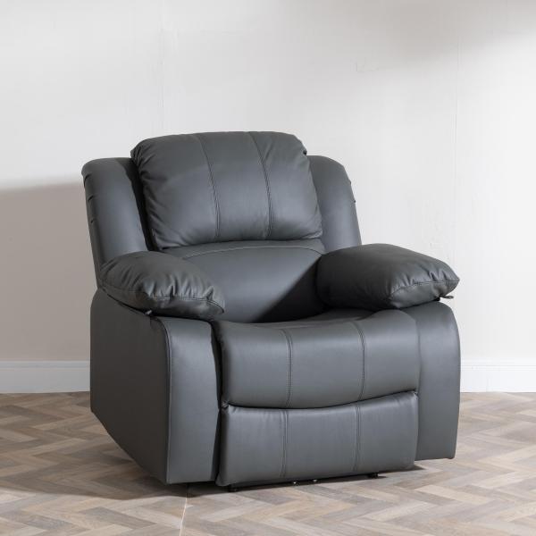 Helena Grey Leather Electric Recliner Sofa