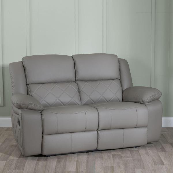 Declo Grey Leather Electric Recliner Sofa
