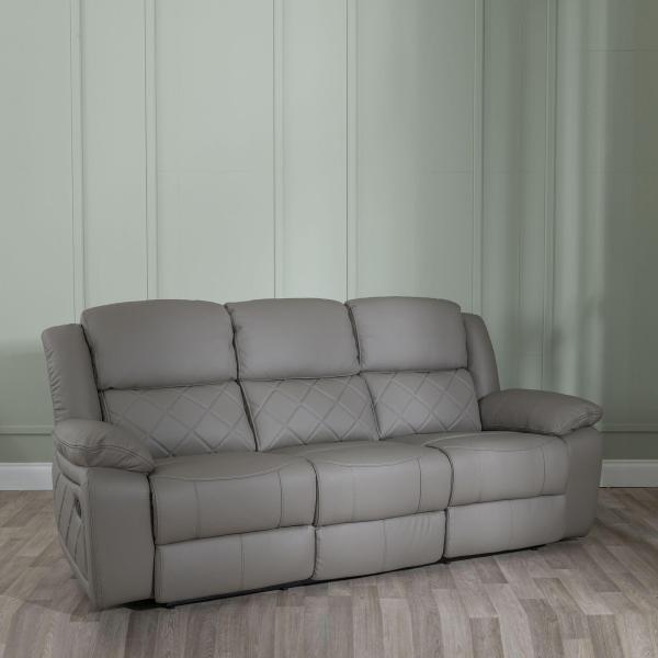 Declo Grey Leather Electric Recliner Sofa