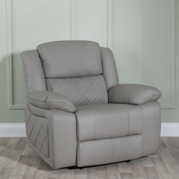 Declo Grey Leather Electric Recliner Sofa