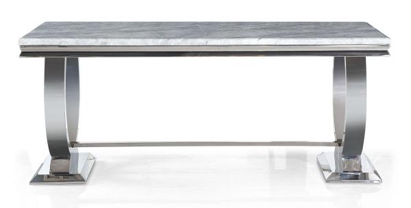Welby Grey Engineered Marble and Stainless Steel Dining Table 200cm