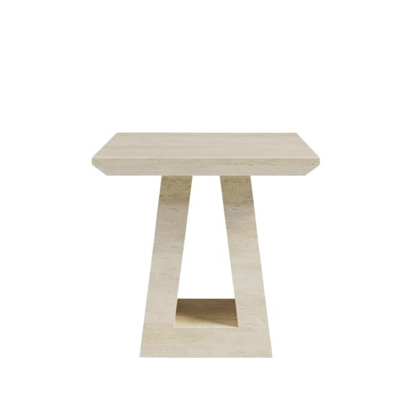 Pluto Beige Engineered Marble End Table