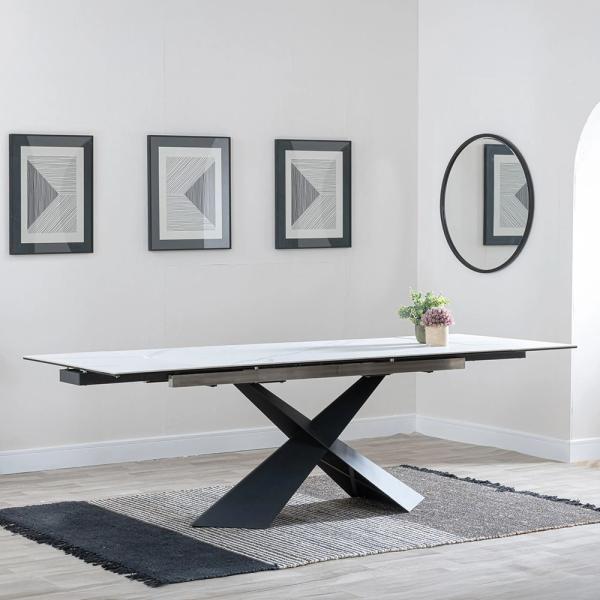 Odesa White Ceramic Extending Dining Table 160cm-240cm
