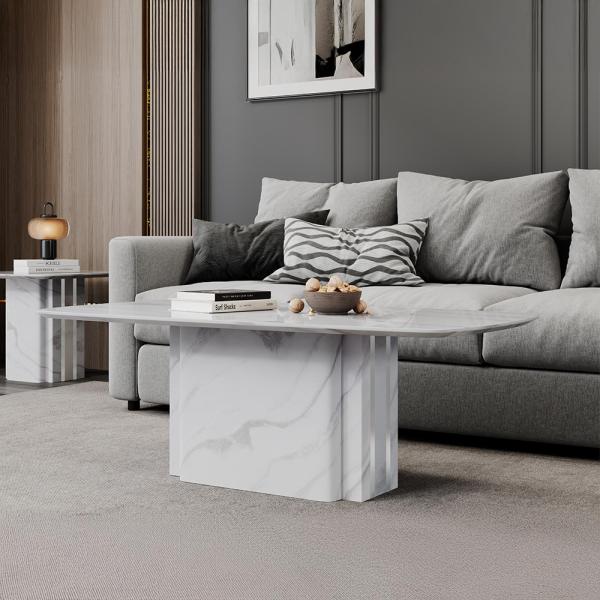 Valente White Engineered Marble Coffee Table