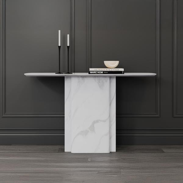 Valente White Engineered Marble Console Table