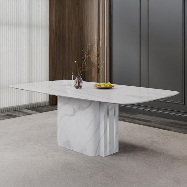Valente White Engineered Marble Dining Table 180cm