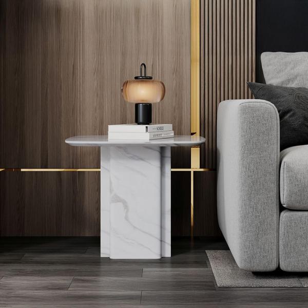 Valente White Engineered Marble End Table