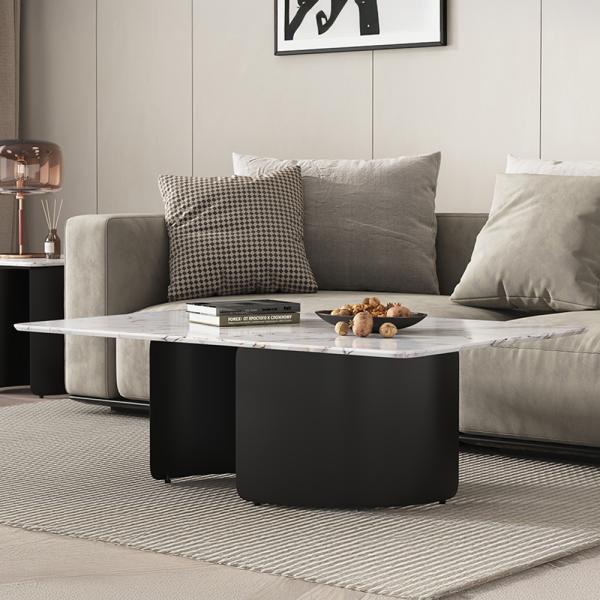 Eclipse White Engineered Marble Coffee Table
