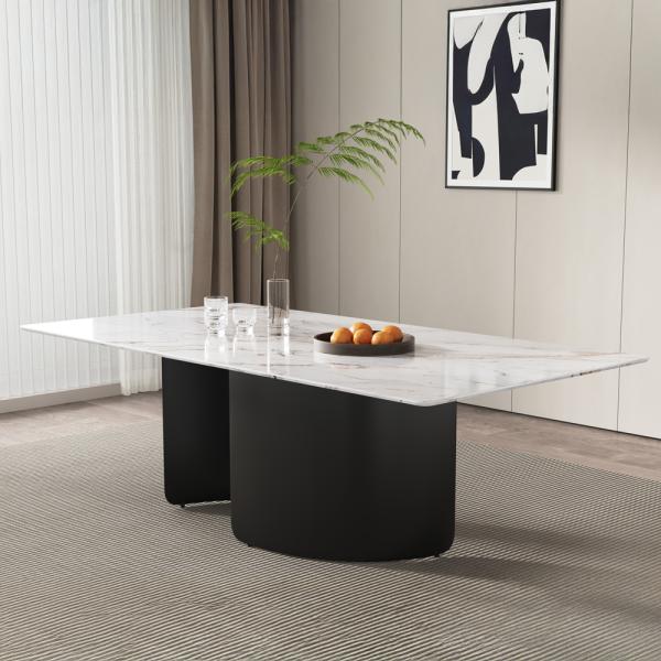 Eclipse White Engineered Marble Dining Table 240cm