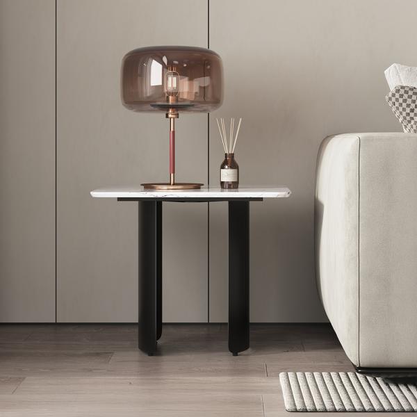 Eclipse White Engineered Marble End Table