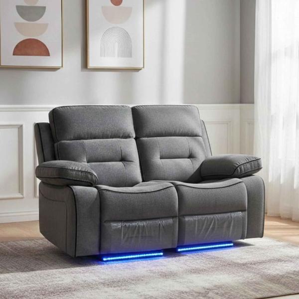 Luminova Dark Grey Fabric Electric Recliner Sofa