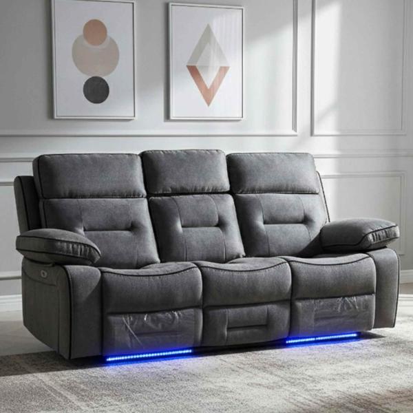 Luminova Dark Grey Fabric Electric Recliner Sofa