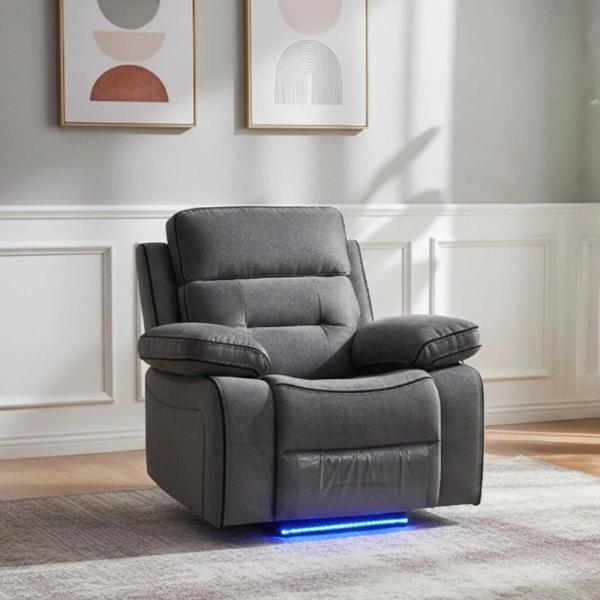 Luminova Dark Grey Fabric Electric Recliner Sofa