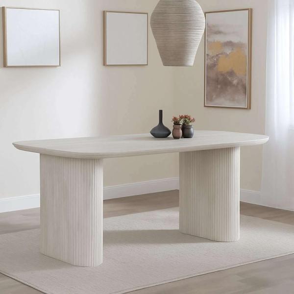 Renzo White Washed Oval Dining Table 160cm
