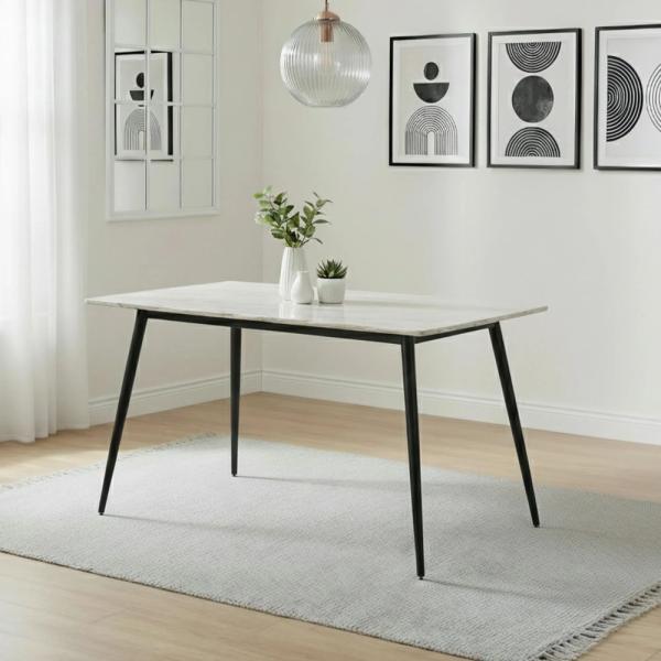 Celesto Compact White Ceramic Dining Table 120cm
