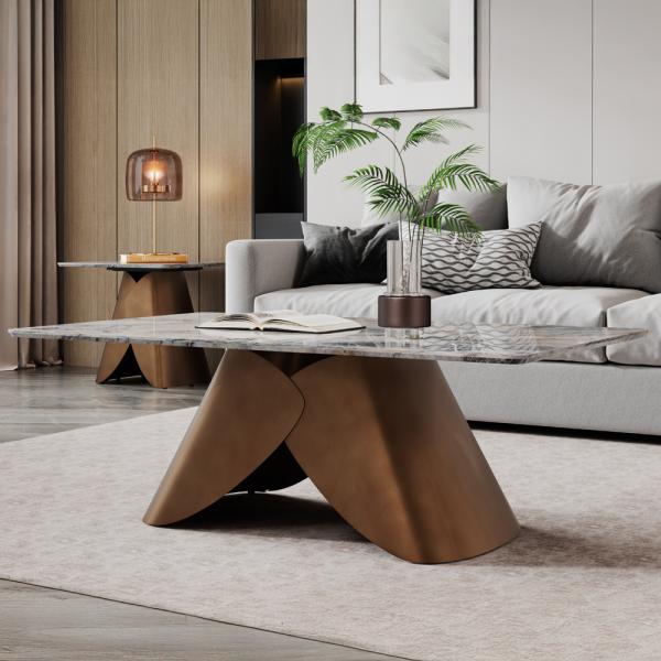 Athena Grey Engineered Marble Coffee Table