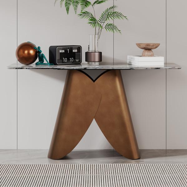 Athena Grey Engineered Marble Console Table
