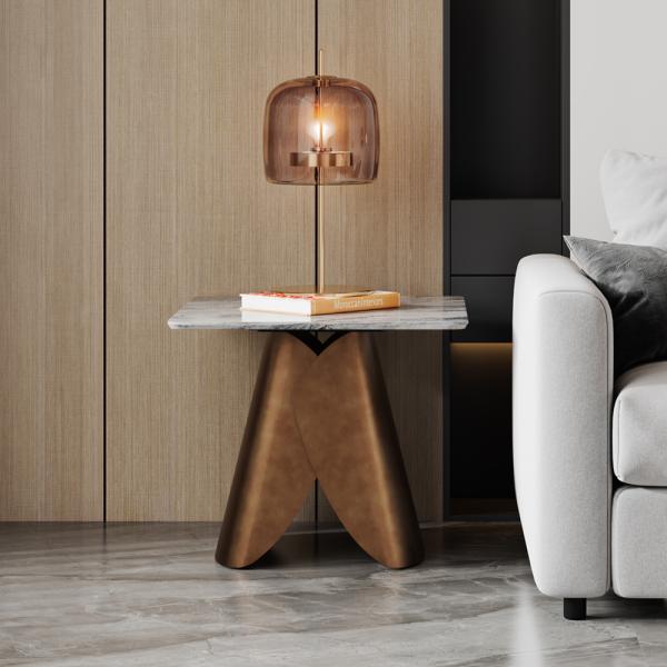 Athena Grey Engineered Marble End Table