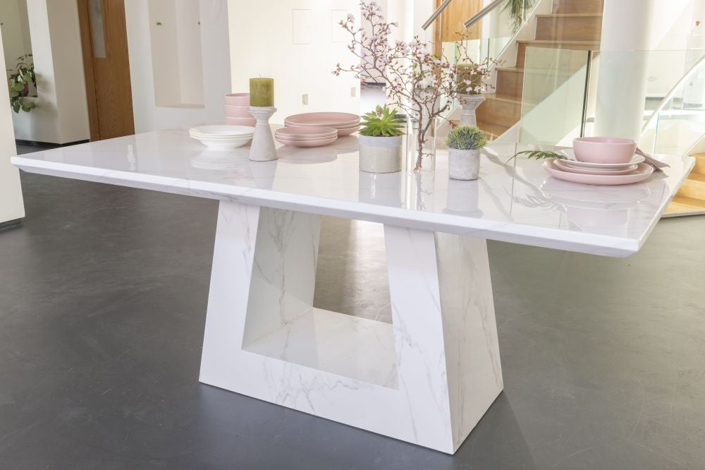 Rio White Engineered Marble Dining Table 200cm