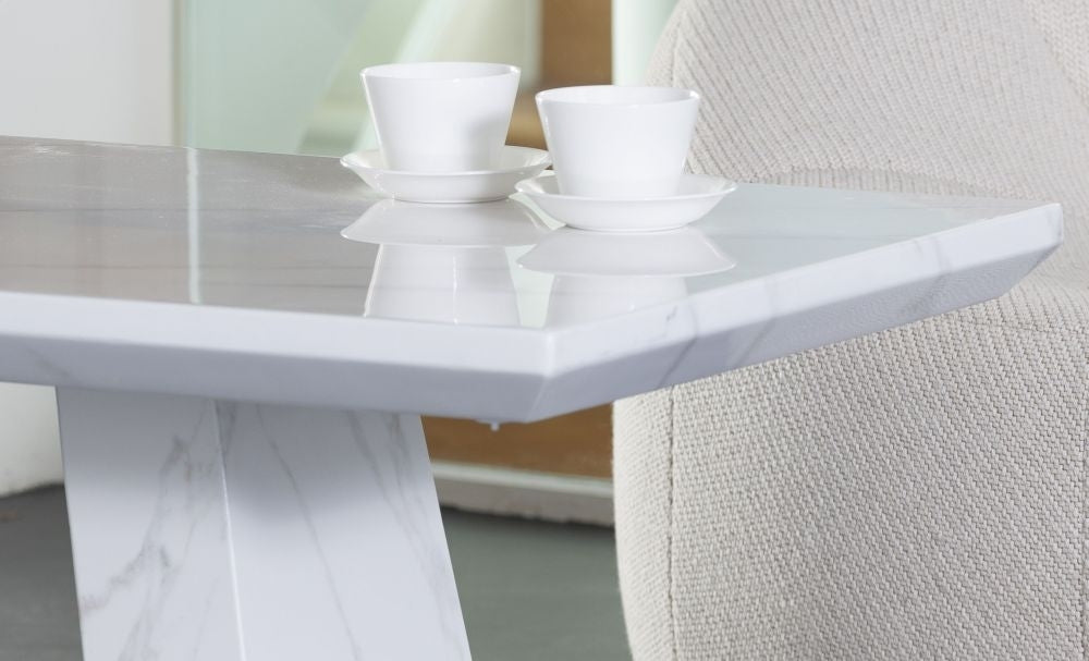 Rio White Engineered Marble Coffee Table