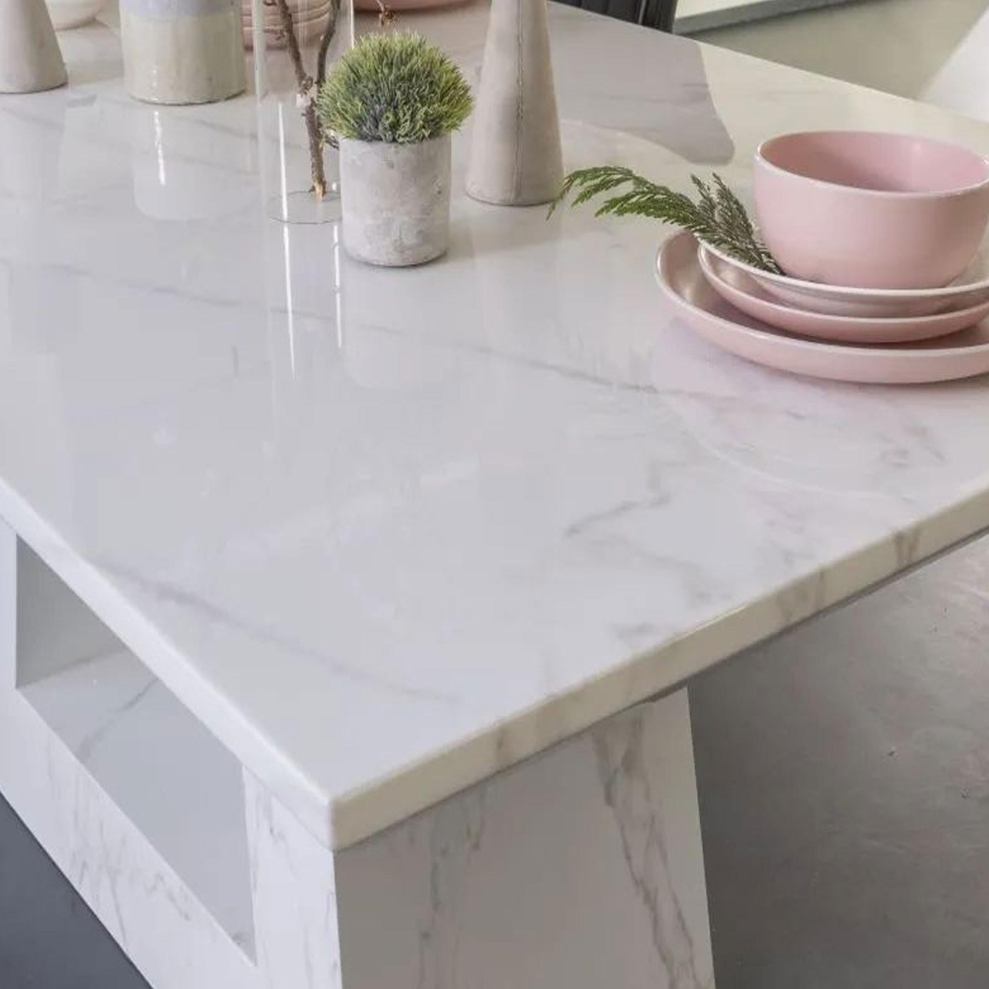 Rio White Engineered Marble Dining Table 160cm