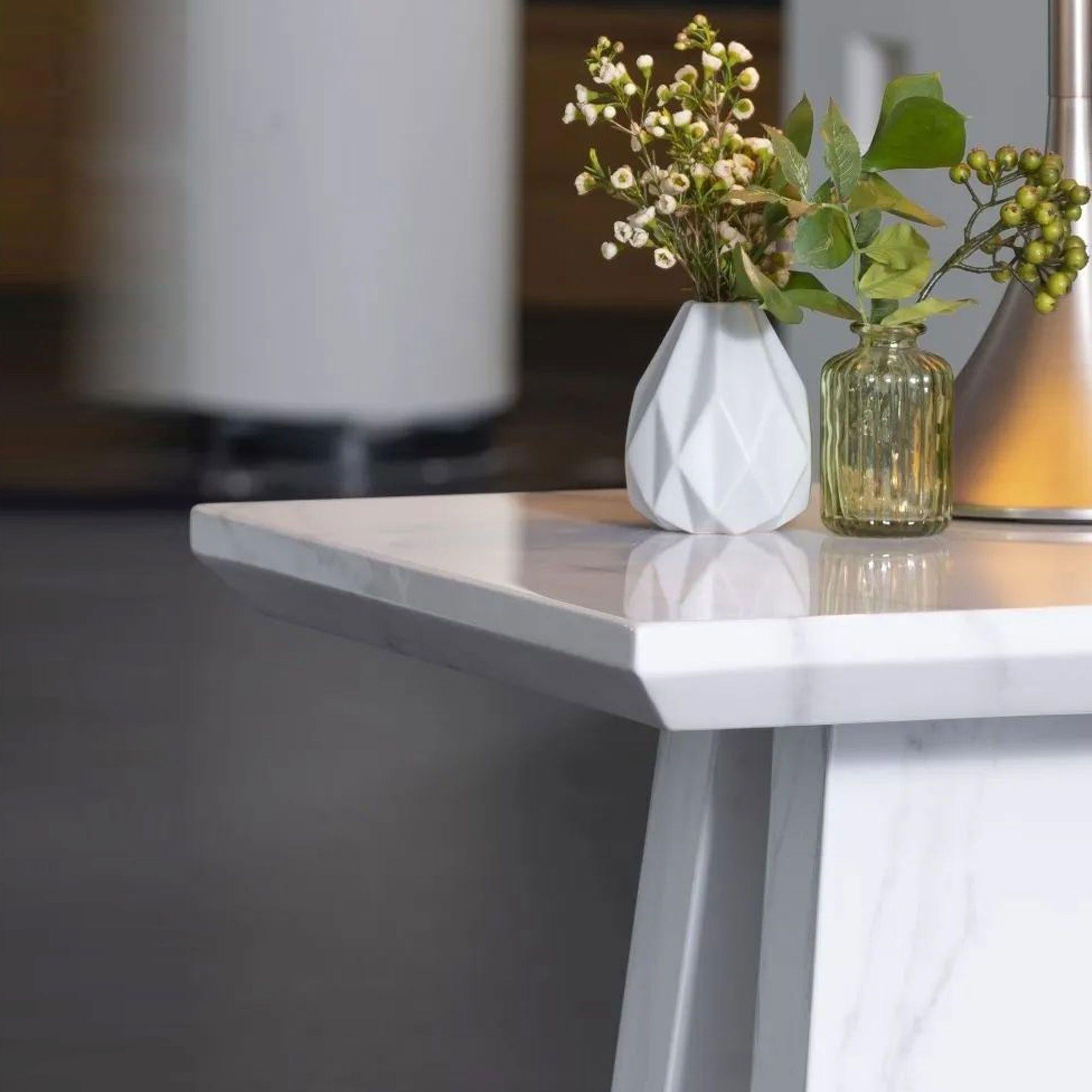 Rio White Engineered Marble End Table