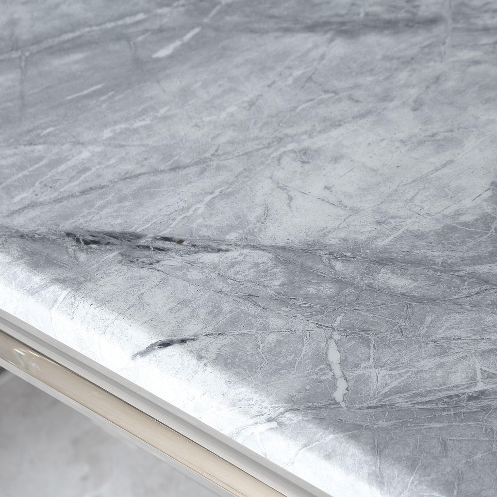 Welby Grey Engineered Marble and Stainless Steel Dining Table 180cm