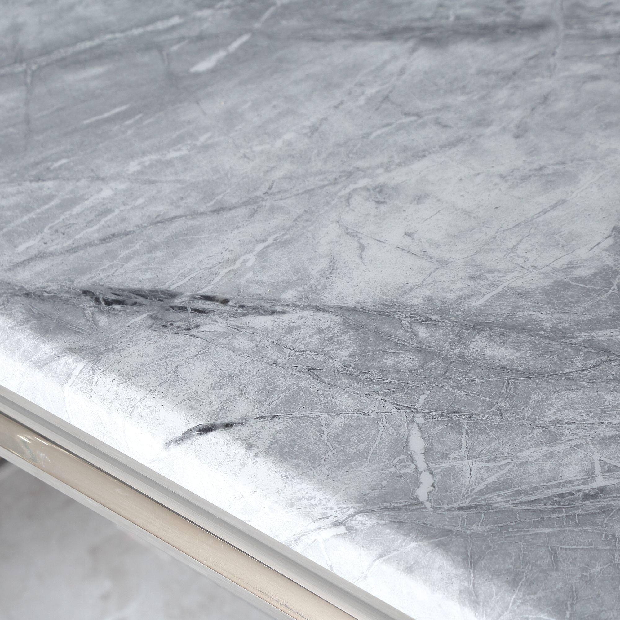 Welby Grey Engineered Marble and Stainless Steel Dining Table 180cm