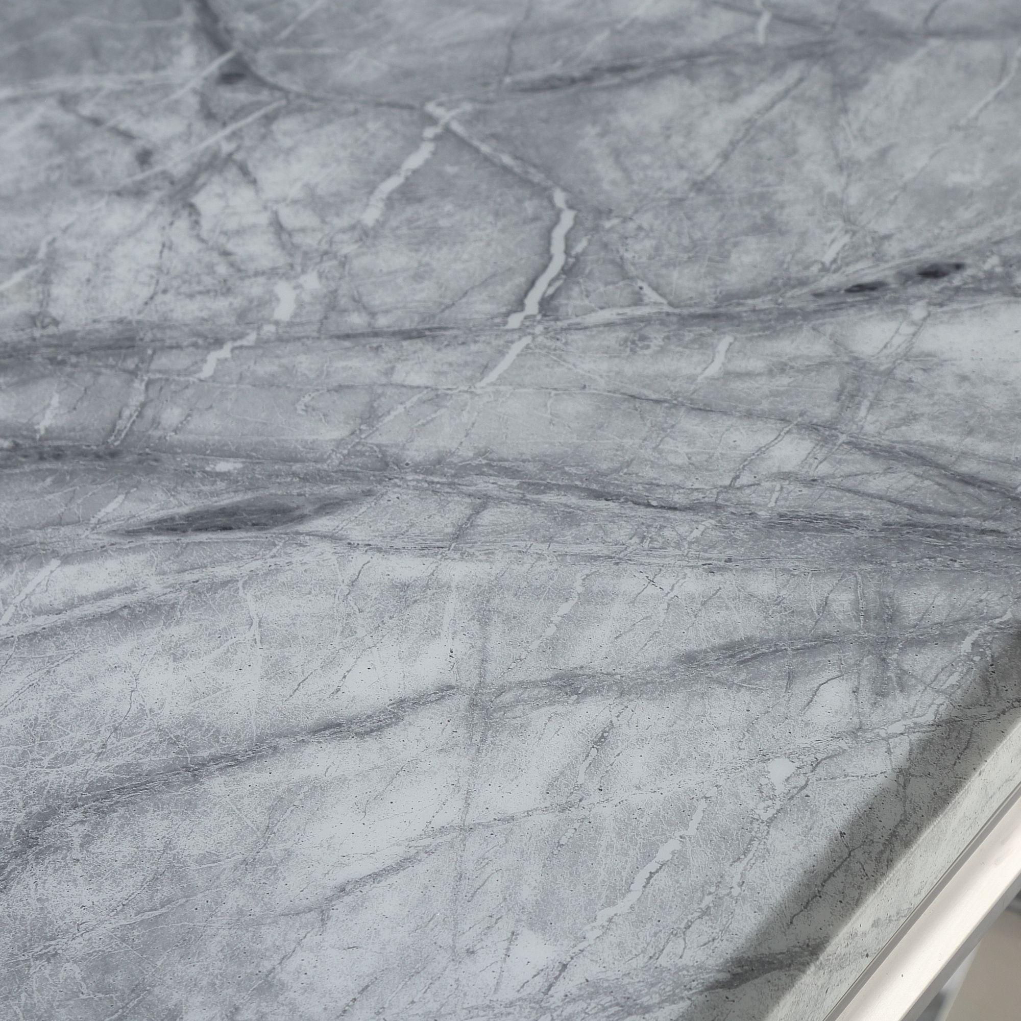 Welby Grey Engineered Marble and Stainless Steel Dining Table 180cm