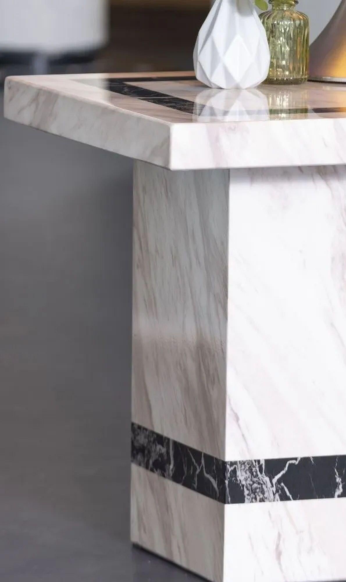 Arzano Cream Engineered Marble End Table