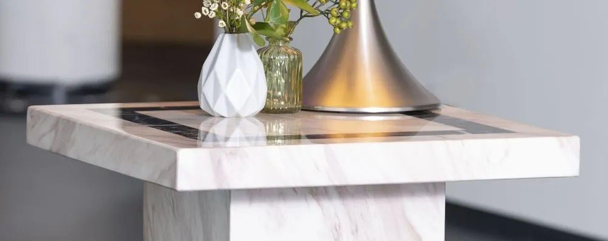 Arzano Cream Engineered Marble End Table