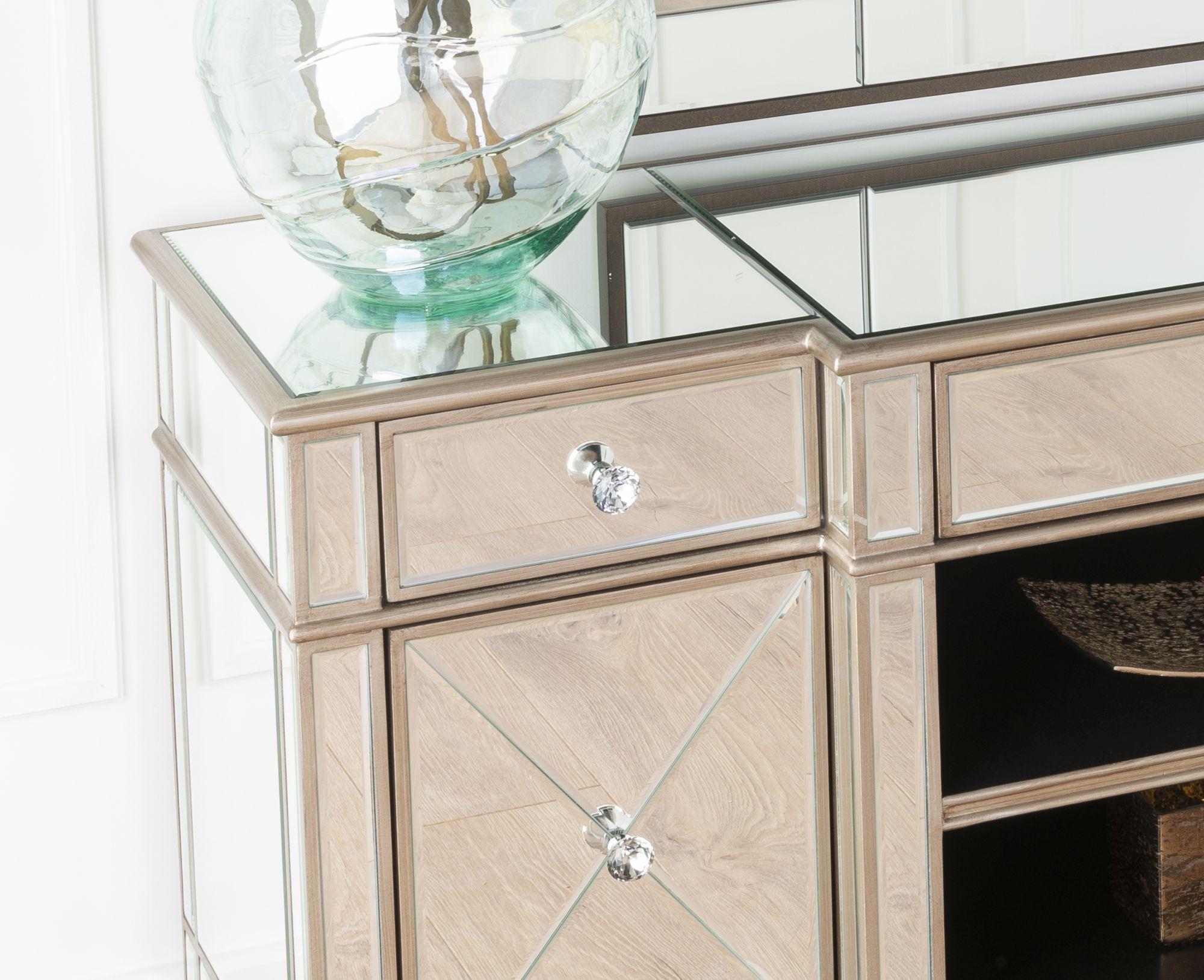 Lumina Mirrored TV Unit with Champagne Trim