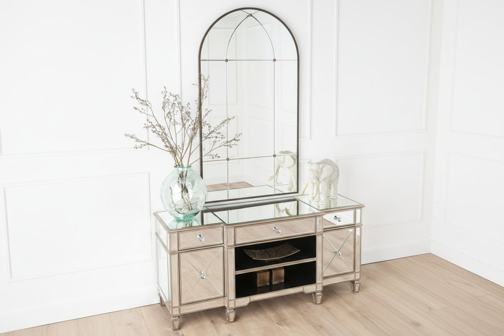Lumina Mirrored TV Unit with Champagne Trim