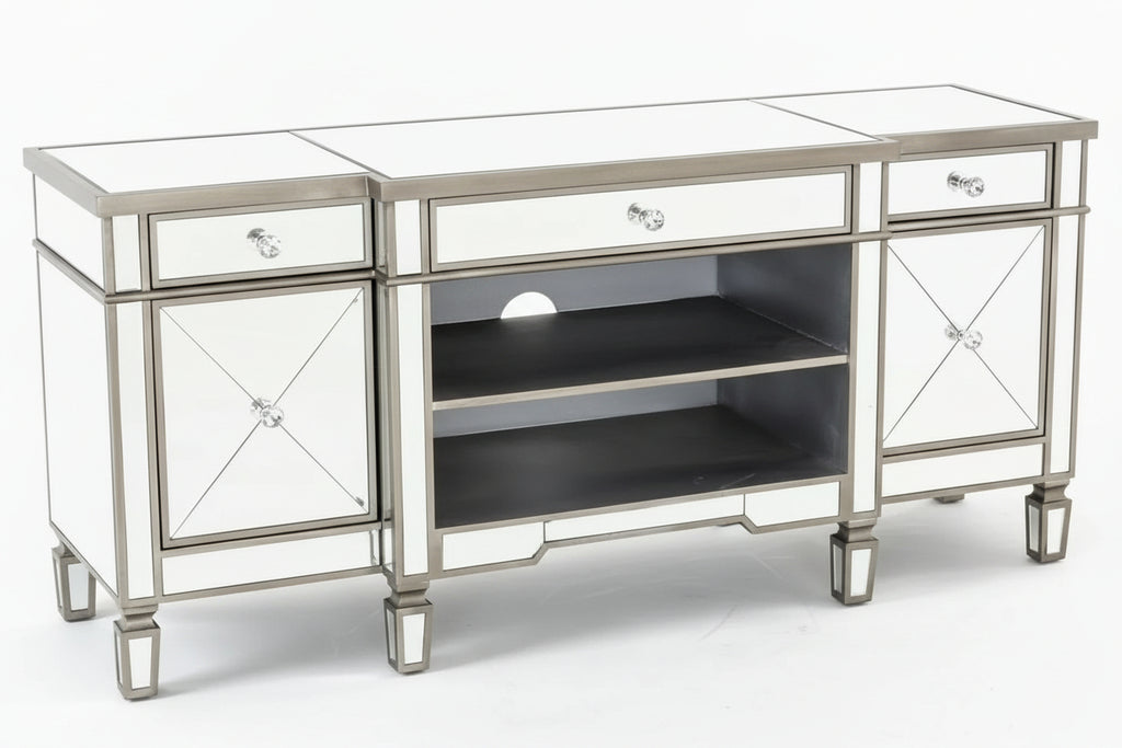 Lumina Mirrored TV Unit with Champagne Trim
