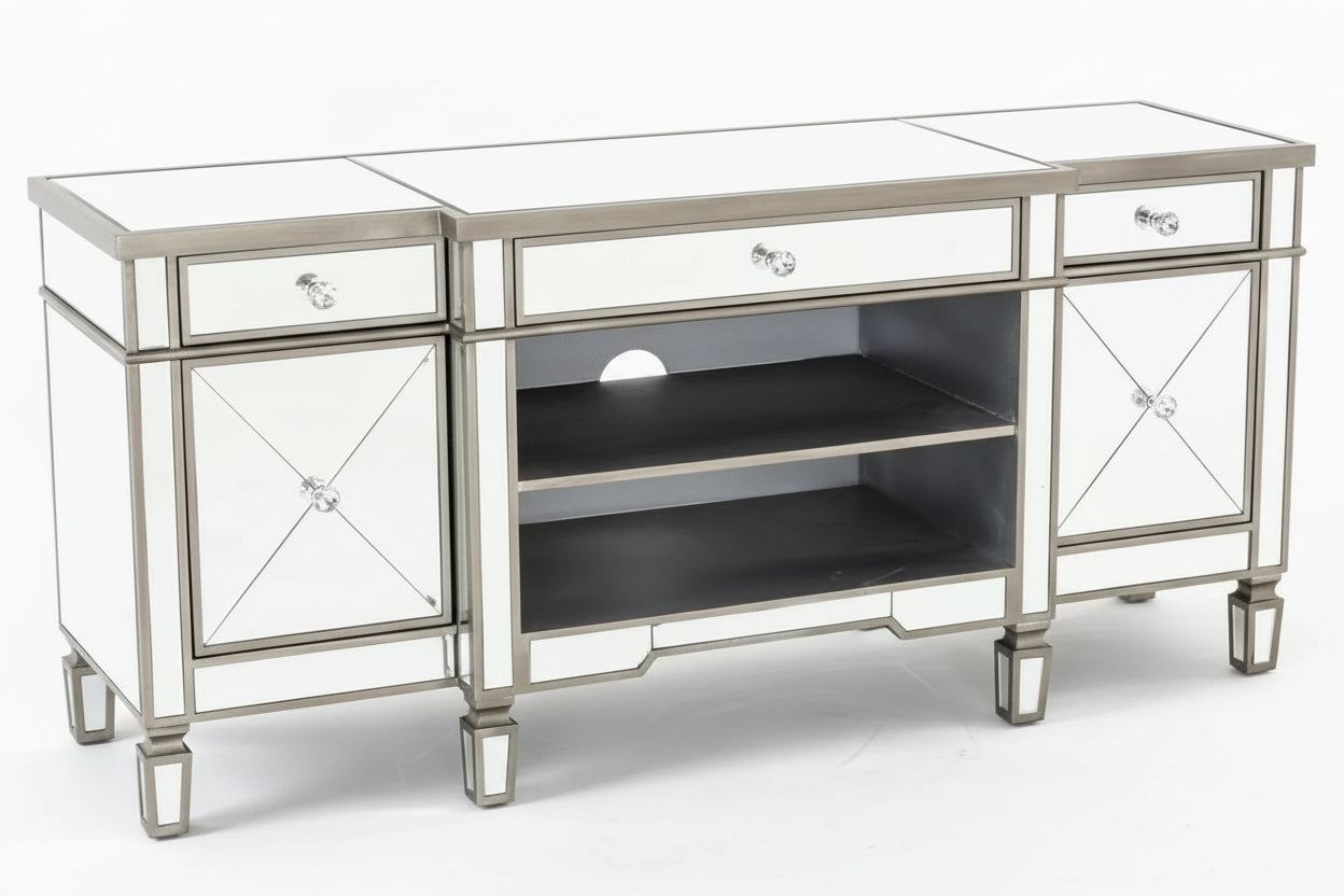 Lumina Mirrored TV Unit with Champagne Trim