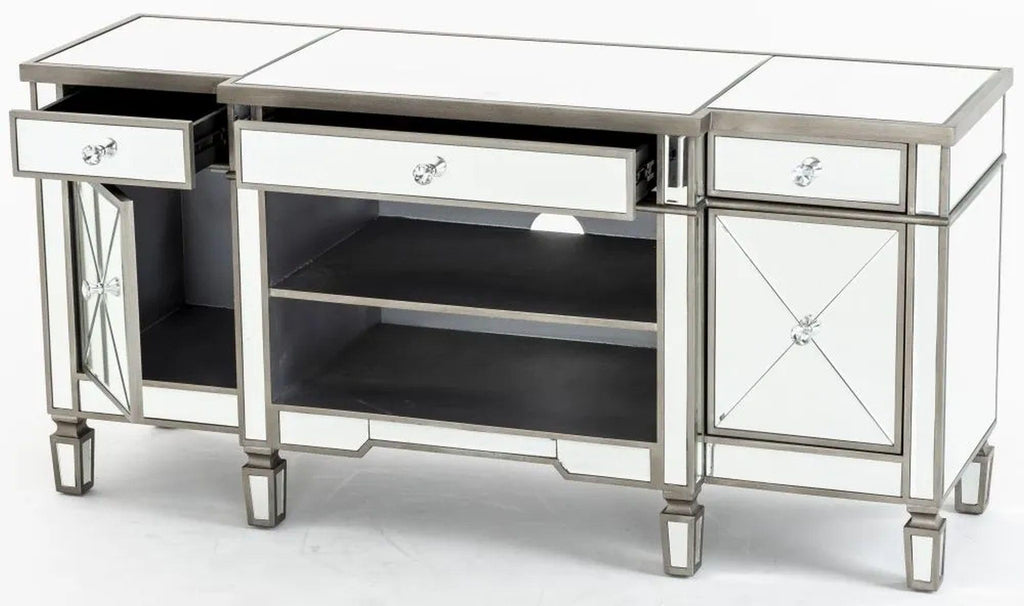 Lumina Mirrored TV Unit with Champagne Trim