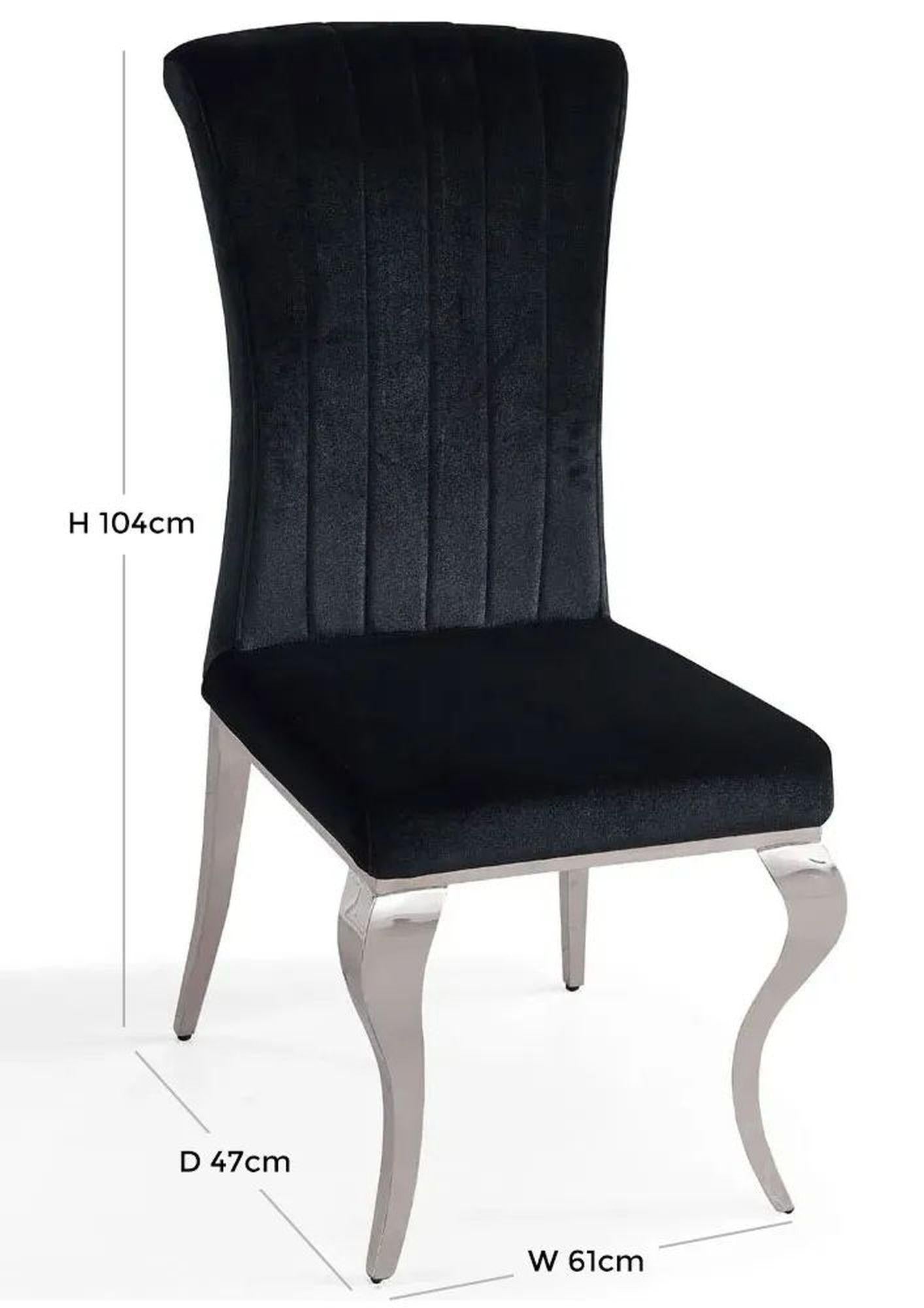Noir Velvet Dining Chair with Chrome Legs