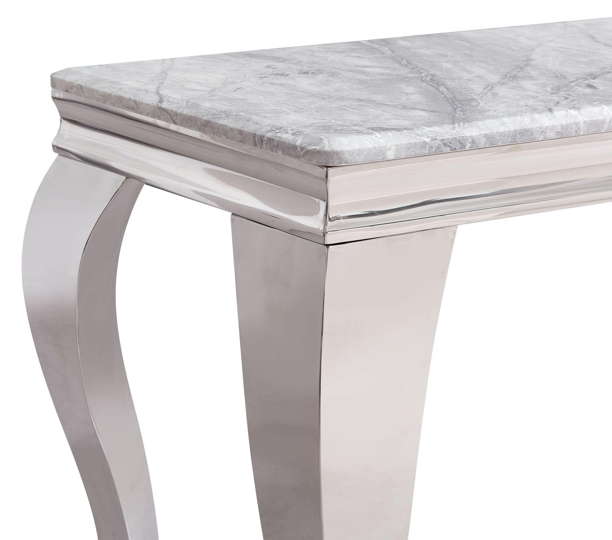 Merida Grey Chrome Marble Effect Console Table