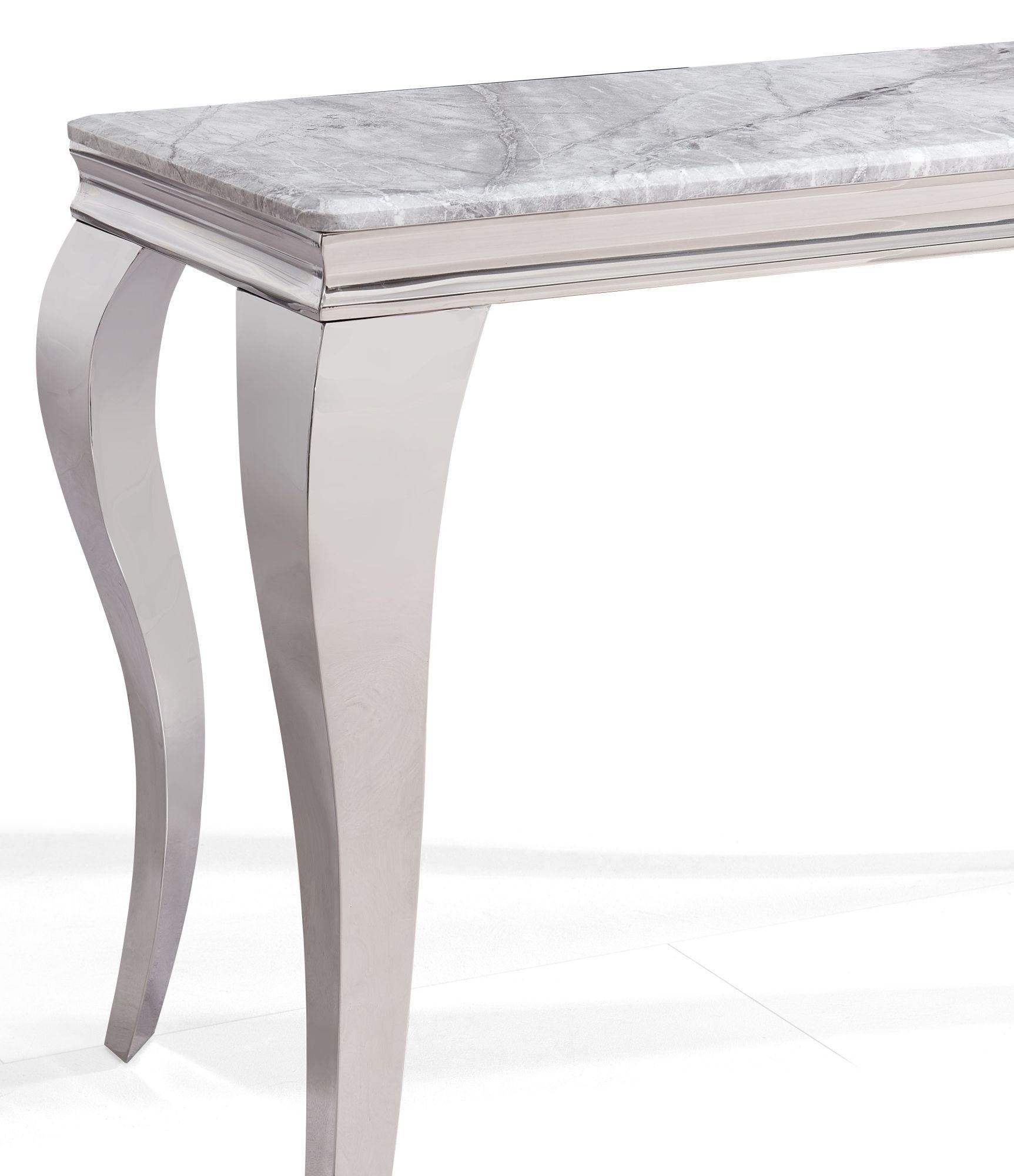 Merida Grey Chrome Marble Effect Console Table