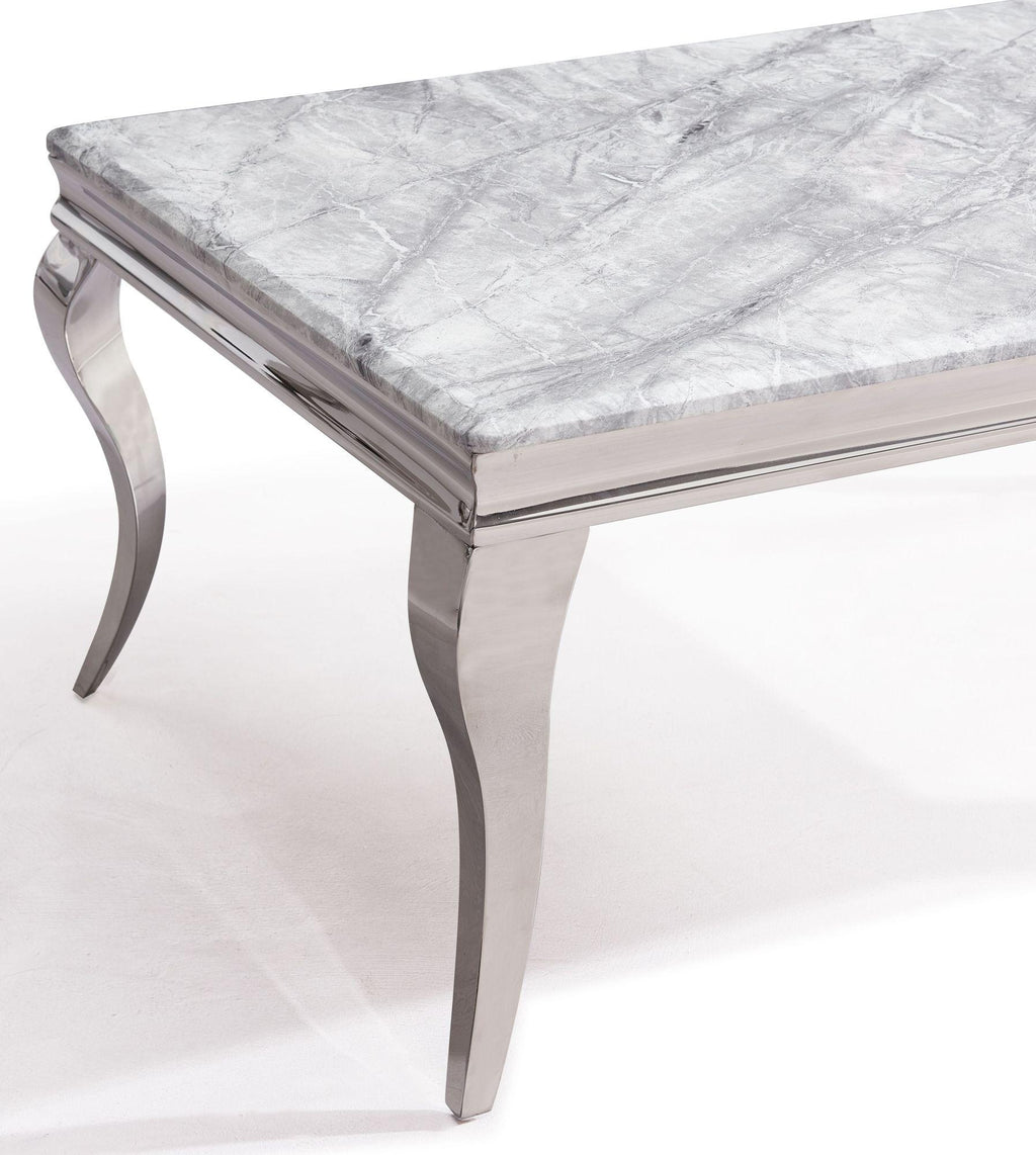 Merida Grey Marble Effect and Chrome Dining Table 150cm
