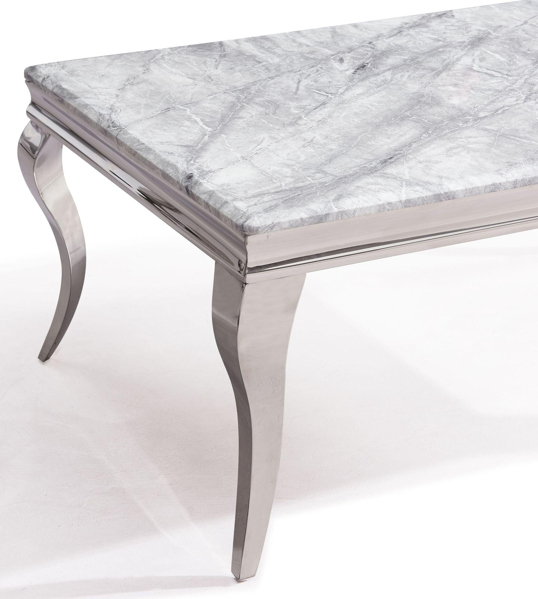 Merida Grey Marble Effect and Chrome Dining Table 150cm
